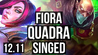 FIORA vs SINGED (TOP) | 10 solo kills, Quadra, Legendary, 1.1M mastery, 18/4/5 | NA Master | 12.11