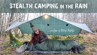 Stealth Wild Camping under a Tiny Tarp in the Rain 🌦️
