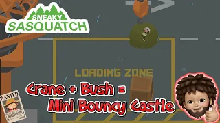 Sneaky Sasquatch - playing with the bush and crane | mini bouncy castle