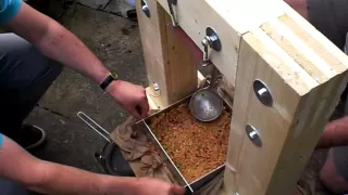 Pressing Apples with my home-built cider press