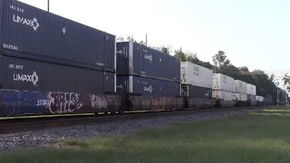 CSX Q416-16 pulls North from the new CCX Container Facility with Stacks on the rear!