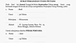 CARA MEMBUAT PERJANJIAN HUTANG PIUTANG