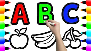 Let's Learn How to Draw Alphabets ABC With Apple for Kids - Ks Art