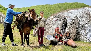 Preparing Organic Butter, Bringing Firewood from the Forest and Baking Bread