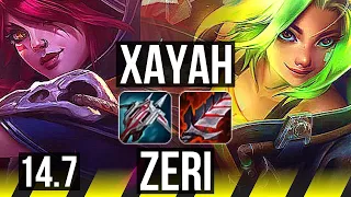 XAYAH & Skarner vs ZERI & Blitzcrank (ADC) | Rank 1 Xayah, Rank 9, Legendary | KR Challenger | 14.7