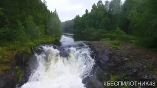 Водопад Кивач,  Карелия - аэросъёмка