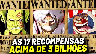 TODAS AS 17 RECOMPENSAS OCULTAS ACIMA DE 3 BILHÕES EXPLICADAS | ONE PIECE