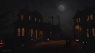 Rainy Night in Spooky Village 🎃 Horrible Thunder Sounds on Haunted Road ⚡ Scary Halloween Night