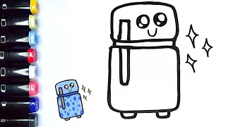 How to Draw a Cute Fridge | SUPER EASY DRAWING REFRIGERATOR FOR KIDS