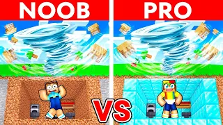 NOOB vs PRO: TORNADO BUNKER Build Challenge in Minecraft!