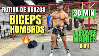 Rutina De BRAZOS (Biceps Y Hombros) en Casa Rápida (30 Minutos) La Rompe Madres Día 1