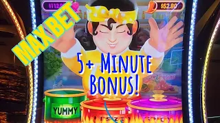 MAX BET LONGEST BONUS EVER! BIG HOT FLAMING POTS #slots #slotmachine #jackpot #youtubeshorts