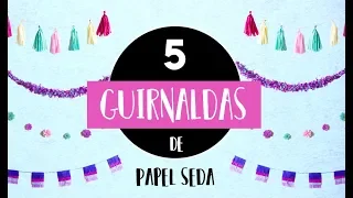 Como hacer Guirnaldas con papel seda 😱 - 5 DIY ideas fáciles para fiestas 🎊 | Party pop DIY!🎉|