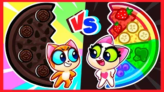 🌈Rainbow VS Chocolate Pizza Challenge🍫 Toddler Video by Purr-Purr Stories