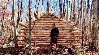 Simple Solo Off Grid Log Cabin Build: Gables, Purlins, Ridge beam.