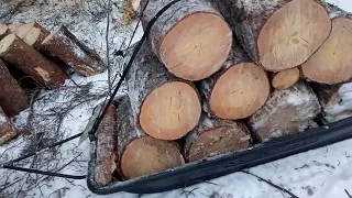 Используем мотобуксировщик при заготовке дров