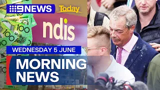 Bombshell revelation on misuse of NDSI funds; Nigel Farage hit with milkshake | 9 News Australia