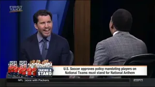 Will Cain disagrees with Stephen A smith and max Kellerman about not kneeling for the American flag