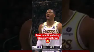 Russell Westbrook Counting down during Giannis’s Free throw 😂