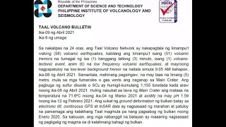 Taal Volcano Bulletin April 9, 2021 from DOST PHIVOLCS