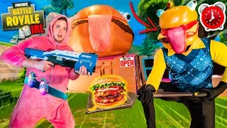 FORTNITE 24 Hour Durr Burger BOX FORT Challenge Vs Zombies (Nerf Battle)