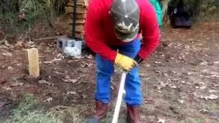 Splitting wood with body powered work hook.