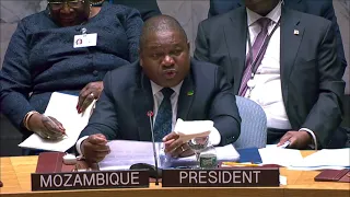 Presidente de Moçambique, Filipe Jacinto Nyusi, discursa no Conselho de Segurança