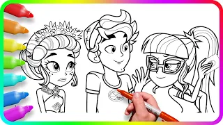 Coloring Pages EQUESTRIA GIRLS - Legend of Everfree | How to color My Little Pony. Drawing Tutorial