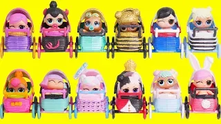 LOL Surprise Dolls Mix Custom Strollers with Lil Sister Fuzzy Pets | Toy Egg Videos