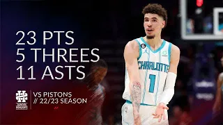 LaMelo Ball 23 pts 5 threes 11 asts vs Pistons 22/23 season