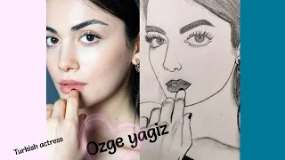 Drawing sketch of Özge Yağız (Reyhan tarhun) /realistic portrait.