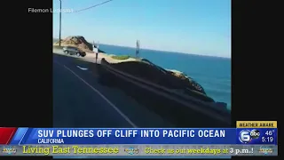 VIDEO: Car plunges off cliff along California highway