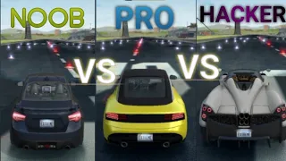 Extreme car driving simulator :: Noob vs Pro vs Hacker #car