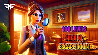 100 LVL HIGH IQ ESCAPE ROOM (All Levels Tutorial) FORTNITE