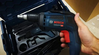 Unpacking / unboxing drywall screwdriver GSR 6-45 TE + MA55 0601445101