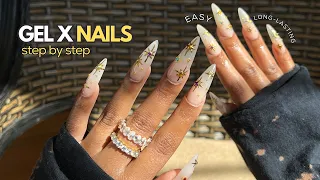 Watch Me Do Gel X Nails At Home! 💅🏽  | BEGINNER FRIENDLY gel x nails tutorial