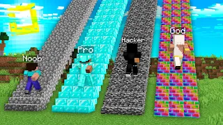LONG STAIRS CHALLENGE! Minecraft NOOB vs PRO vs HACKER vs GOD! 100% TROLLING GIANT LADDER BATTLE