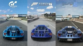 GT Sport vs Forza 7 vs Project CARS 2 - Ford GT at Laguna Seca Comparison