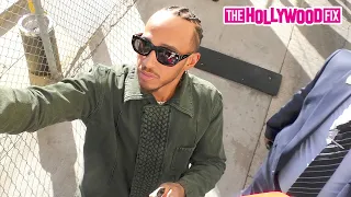 Lewis Hamilton Signs Autographs For Fans Backstage At Jimmy Kimmel Live Studios In Hollywood, CA