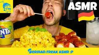 ASMR eating CURRYWURST w MAC and CHEESE 🇩🇪 (German ASMR) - GFASMR