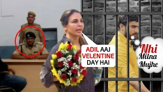 True love in jail 🥺 Rakhi sawant come to wish valentine day but Adil Khan refuse to meet rakhi