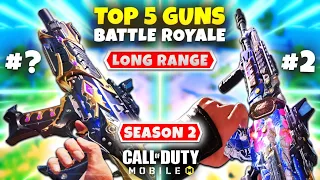 Top 5 BEST Long Range Guns In Season 2 Battle Royale | COD Mobile | Best Gunsmith For Long Range BR