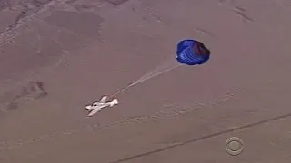 Powerless plane makes parachute landing