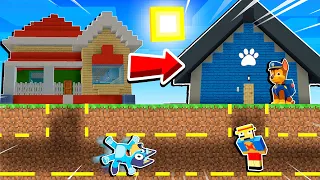 SALVAMOS A BLUEY CON TÚNEL SECRETO DE CASA DE CHASE DE PAW PATROL A CASA DE BLUEY EN MINECRAFT 😱