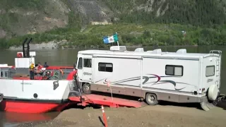 RV Crossing Yukon River on Ferry