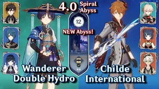 NEW Spiral Abyss 4.0! C0 Childe National & C0 Wanderer Double Hydro | Floor 12 - 9⭐ | Genshin Impact