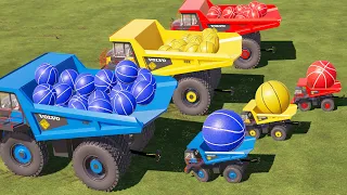 TRANSPORT OF COLORS! TRUCKS TRANSPORTING & BALL SILAGE LOADING & SELLING w/ HUGE & MINI TRUCKS! FS19