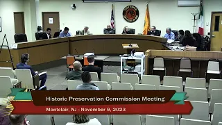 Montclair Historic Preservation Commission Meeting - November 9, 2023