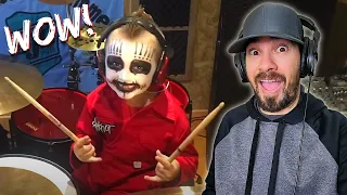 Slipknot - Left Behind (Drum Cover by 7 Year Old) REACTION!!