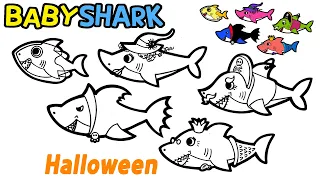 How to Draw a BabyShark family(Halloween) #BabyShark #DrawBabyShark | Easy drawing for kids